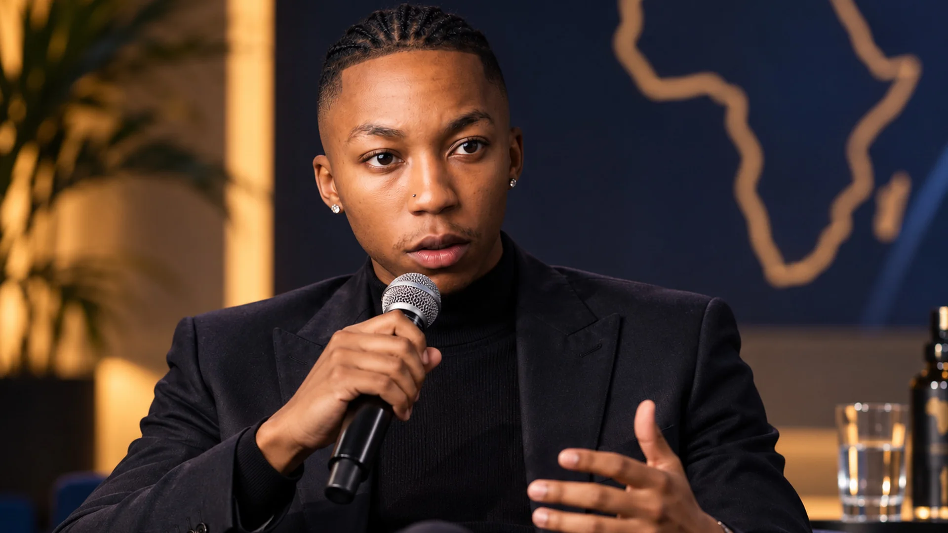 Dexter Moyana speaking into a microphone